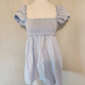 baby blue babydoll dress with puffy sleeves from aritzia